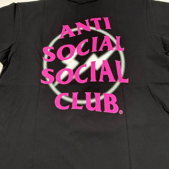 Anti Social Social Club x Fragment Pink Bolt Logo Black T-Shirt Mens XL NEW - Picture 2 of 7